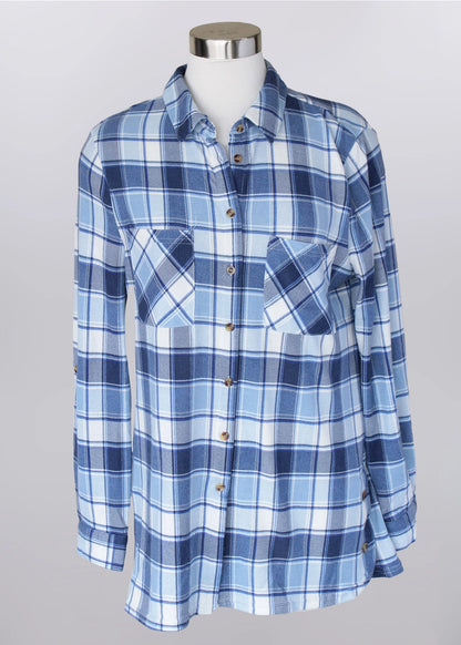 Keren Hart Kentucky Blue Flannel with side button detail