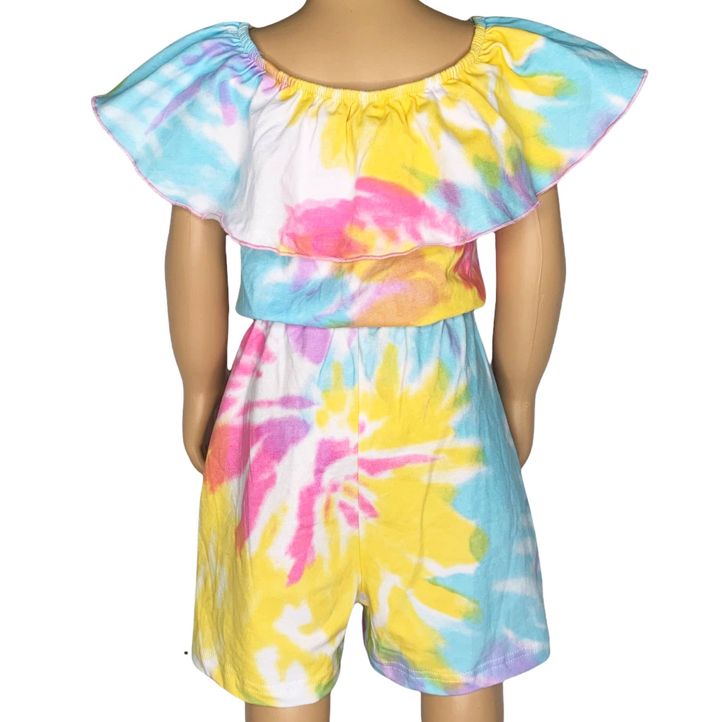 AnnLoren Pastel Tie Dye Girls Shorts Jumpsuit Vacation Wear