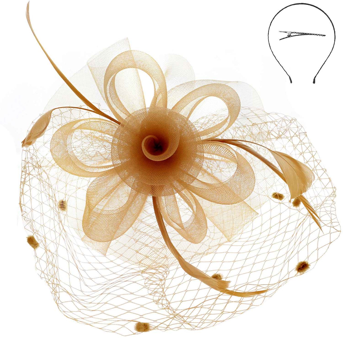 Flower w/ Dotted Netting Mesh Women's Fascinator