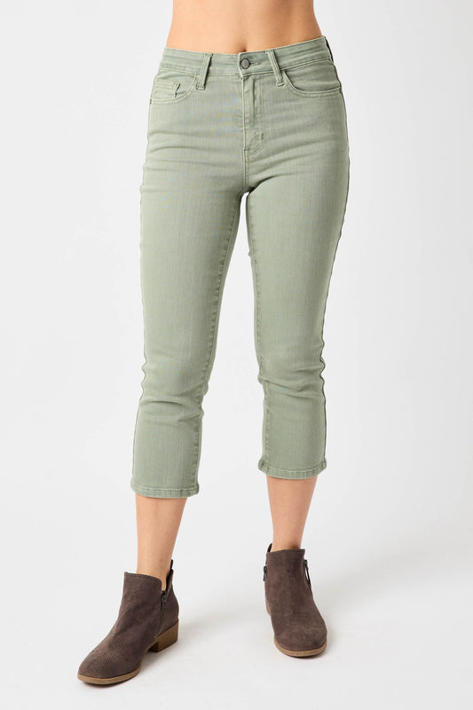 Judy Blue garment dyed sage capris