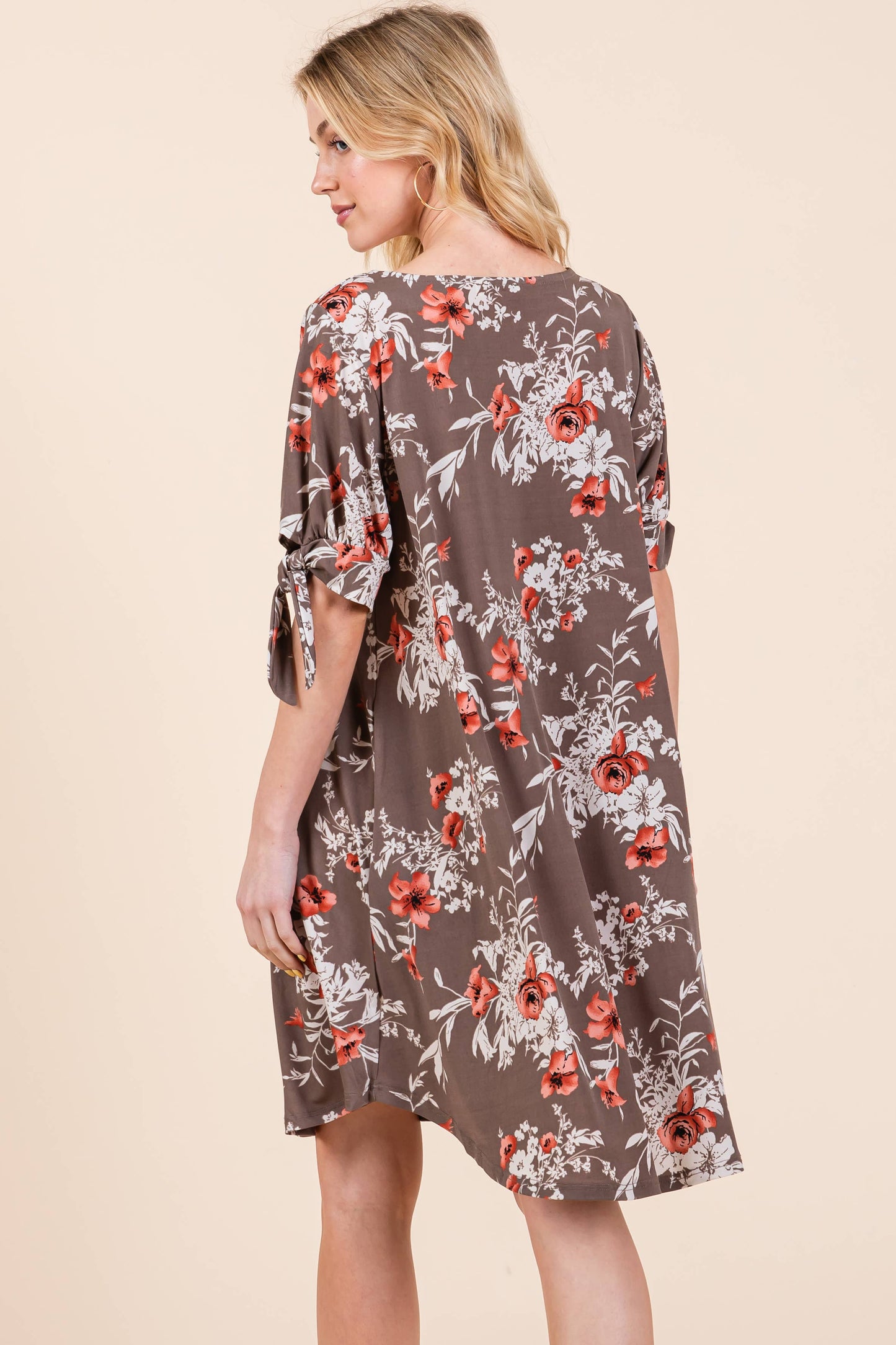 Floral Dress with Bow Sleeves