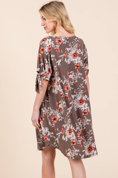 Floral Dress with Bow Sleeves