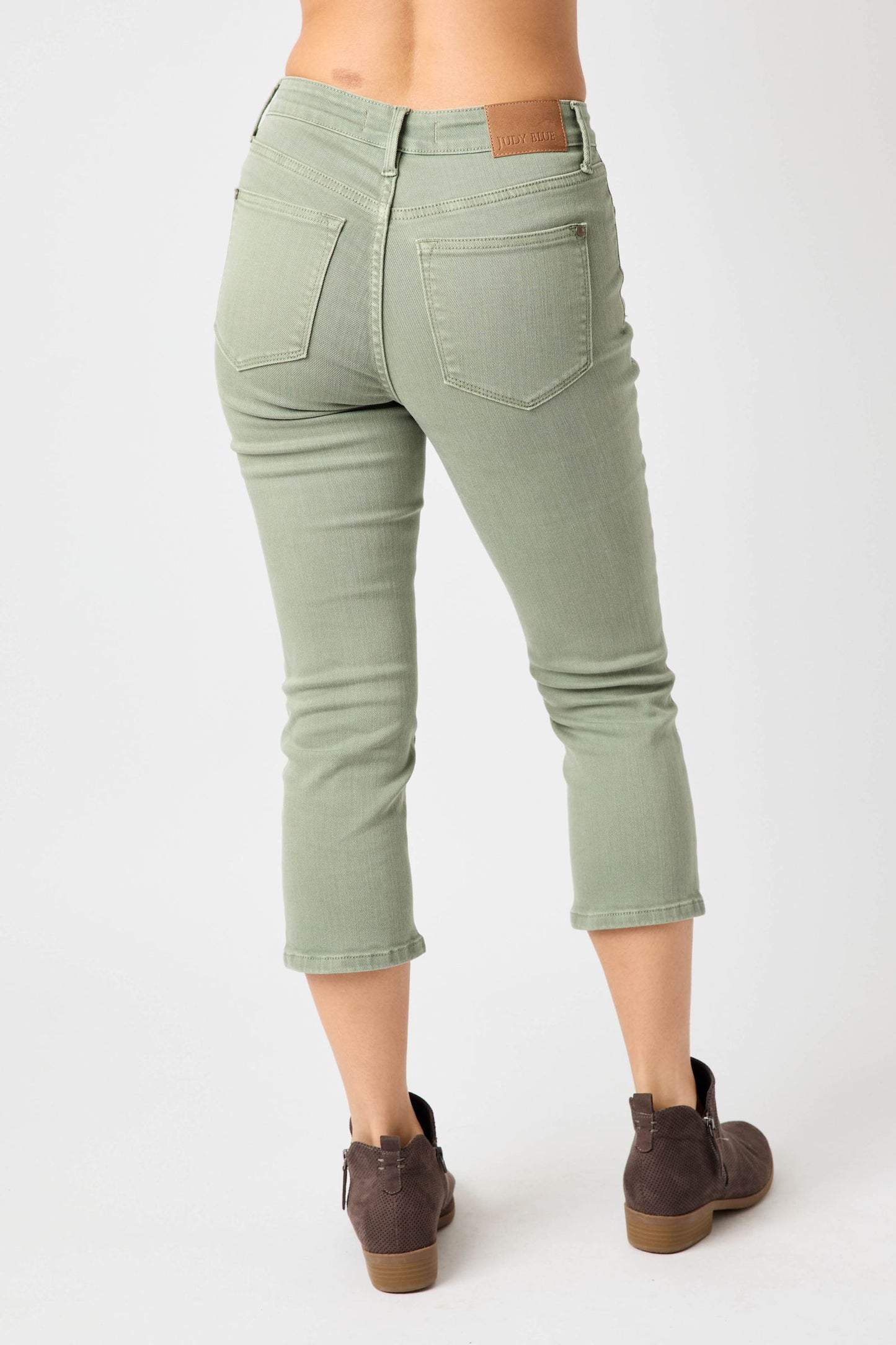 Judy Blue garment dyed sage capris