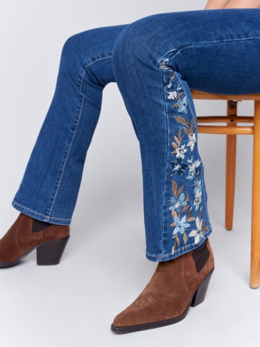 Charlie B Bootcut Jeans with Floral Embroidery