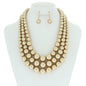 Multi-Strand Pearl Bead Necklace Earring Set