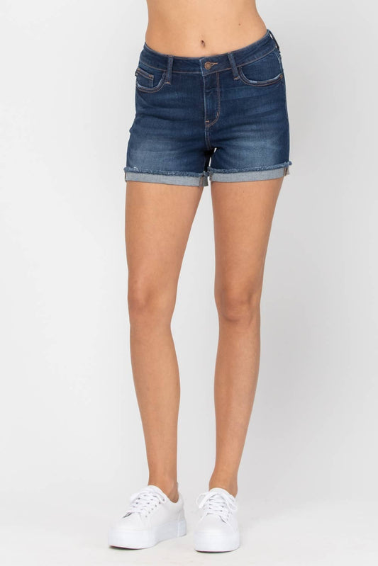 Mid-Rise Cuffed Hem Shorts (XL Only)