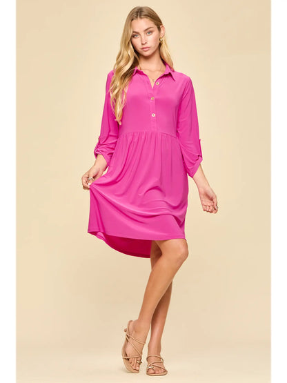 Dear Scarlett Collared Shirt Dress w/ Pockets