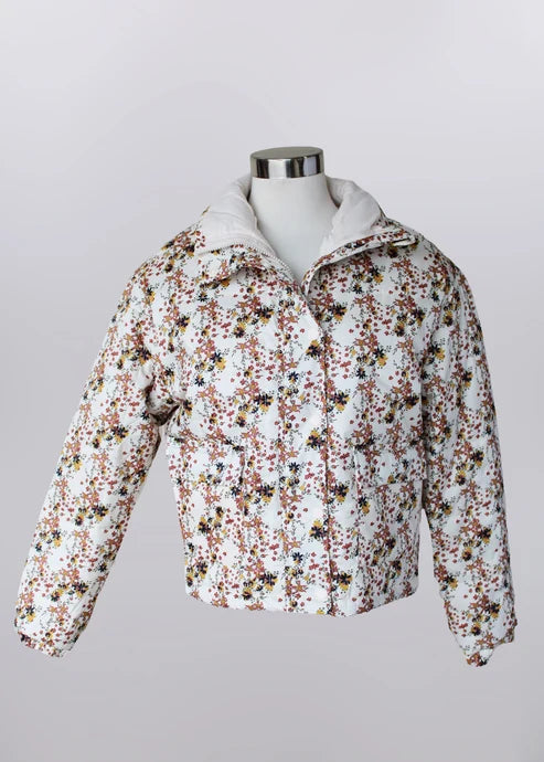 Keren Hart Ivory Jacket with fall floral pattern layered over a casual outfit, perfect for fall fashion, modest church outfits for fall, Thanksgiving outfit ideas, pumpkin patch outfits, and fall family photo outfits.