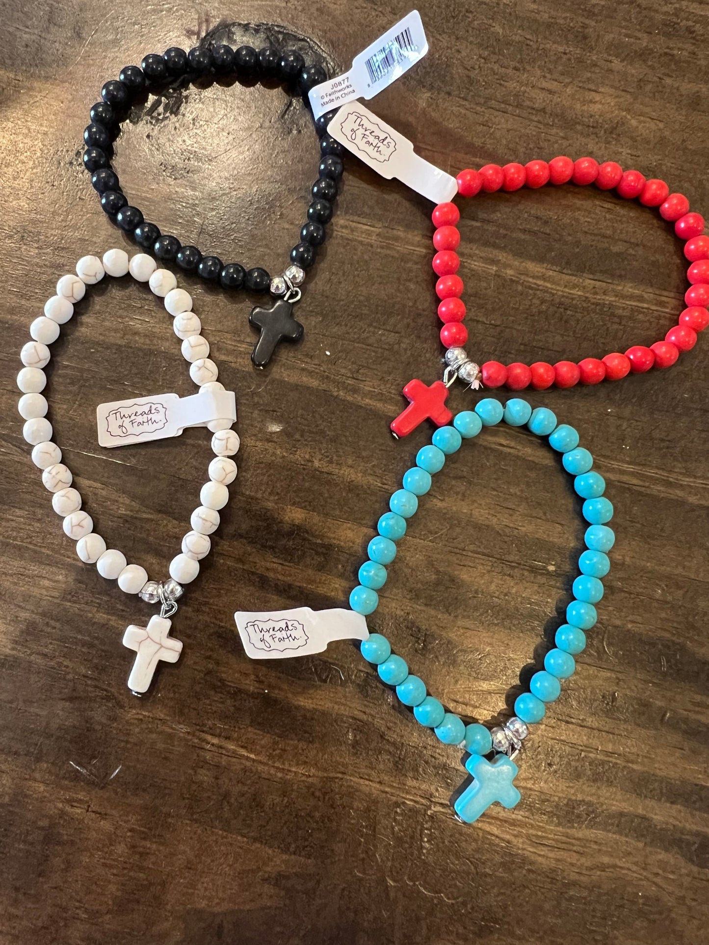 Beaded Cross Bracelet - 4 colors