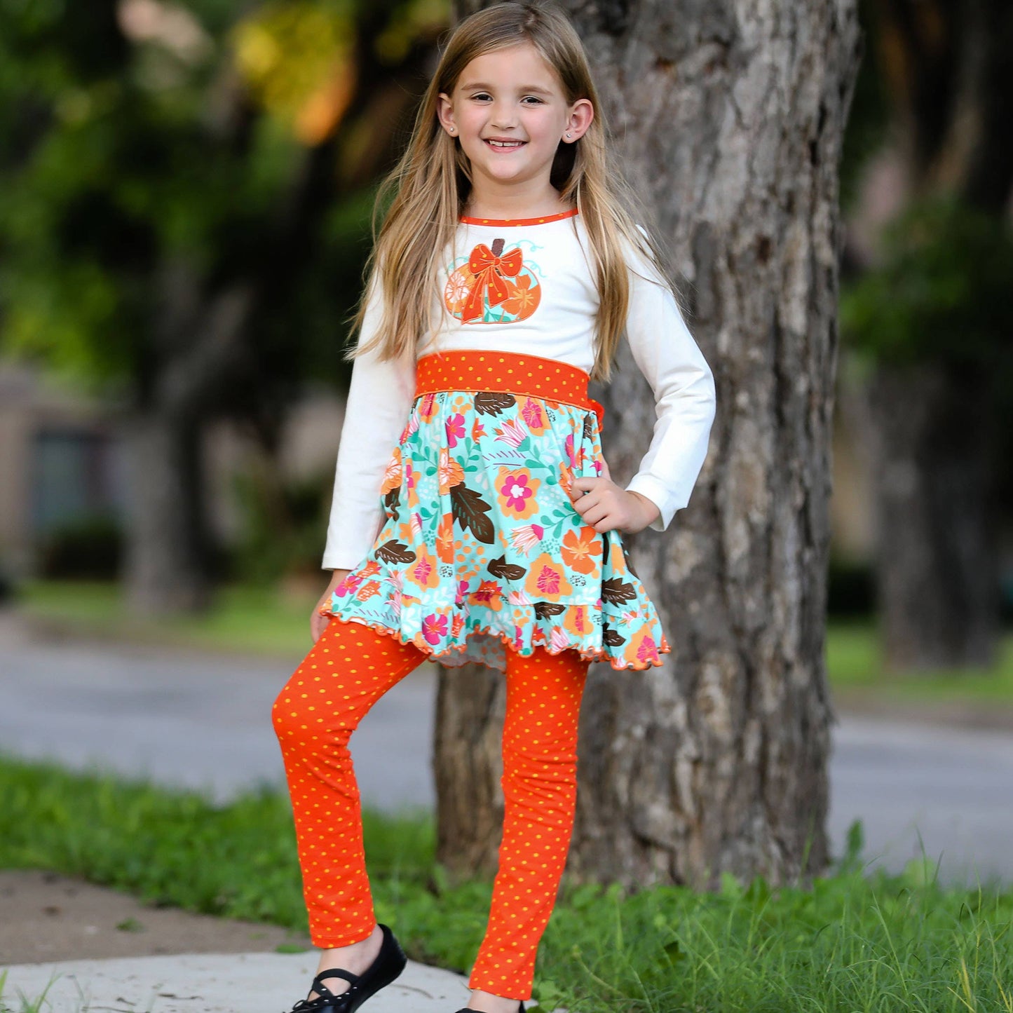 AnnLoren Big Girls Fall Dress Legging 9/10 Pumpkin