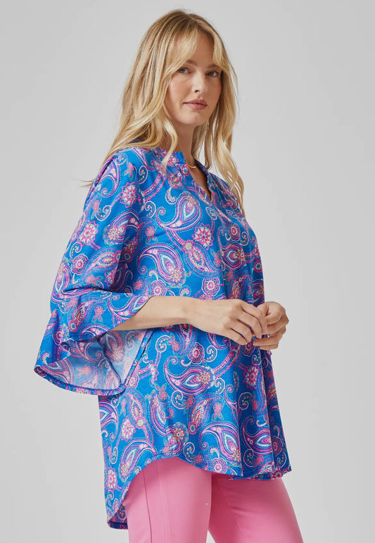 Faith Blouse with Medallion Print - Royal