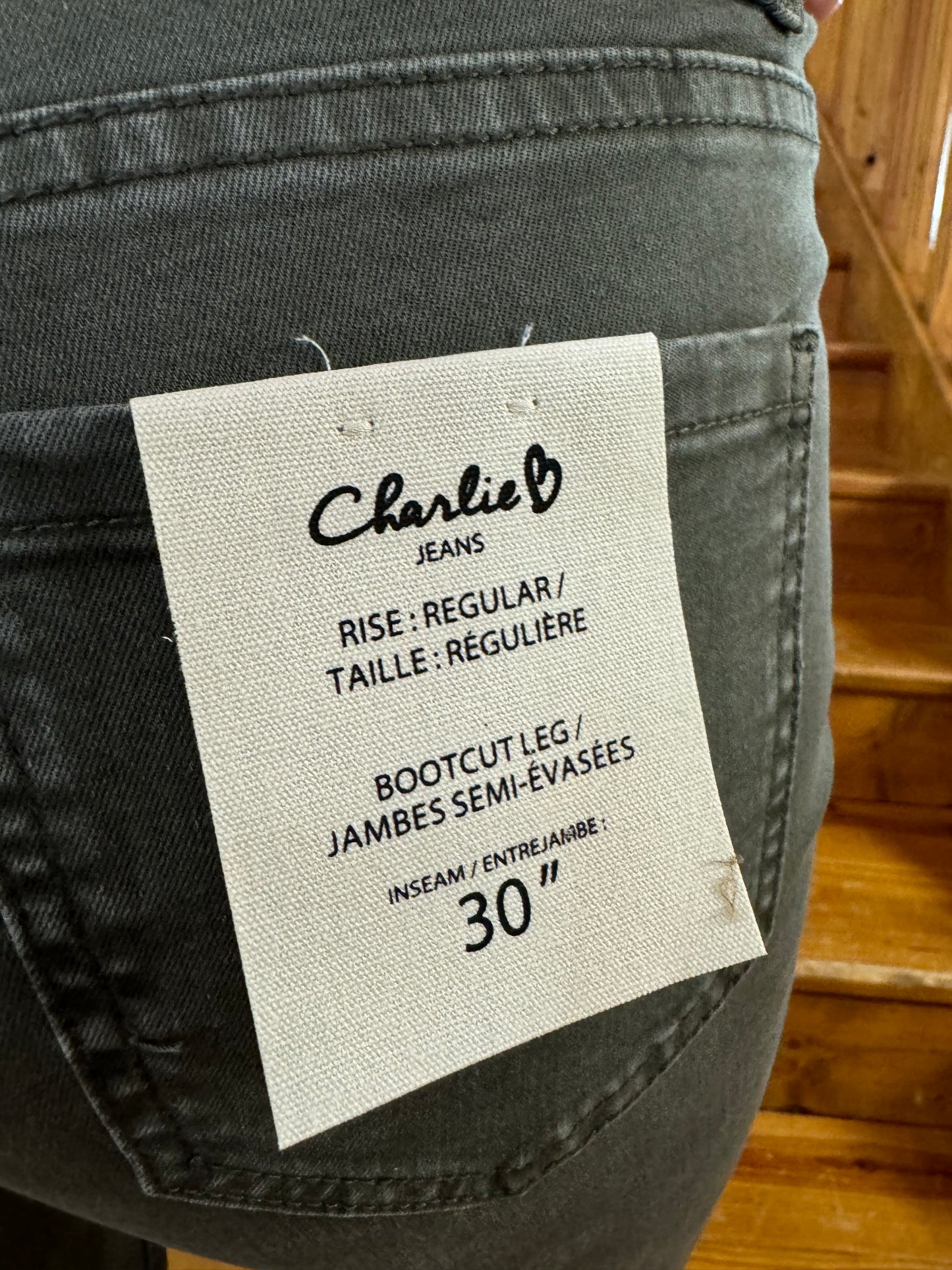 Charlie B Bootcut Jeans with Asymmetrical Hem - spruce