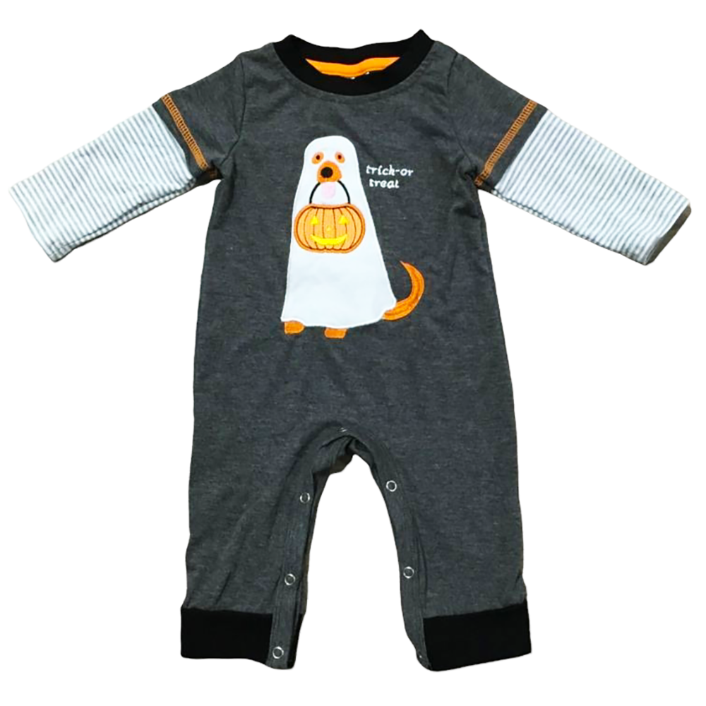 Friendly Ghost Dog Trick or Treat Baby Boys HALLOWEEN Romper