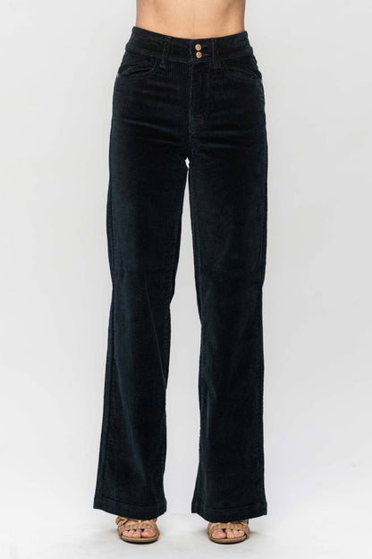Judy Blue High Waist Emerald Corduroy Trouser Wide Leg