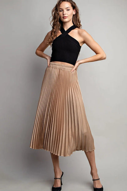ee:some Midi Pleated Skirt - Gold