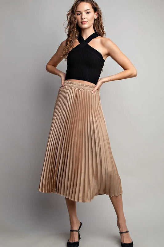 ee:some Midi Pleated Skirt - Gold