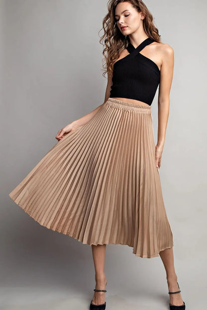 ee:some Midi Pleated Skirt - Gold