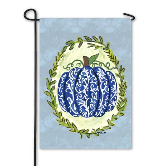 Kentucky Blue Chinoiserie Pumpkin Garden Flag