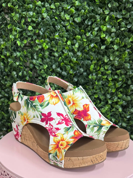 Corkys Carley Wedge - White Floral