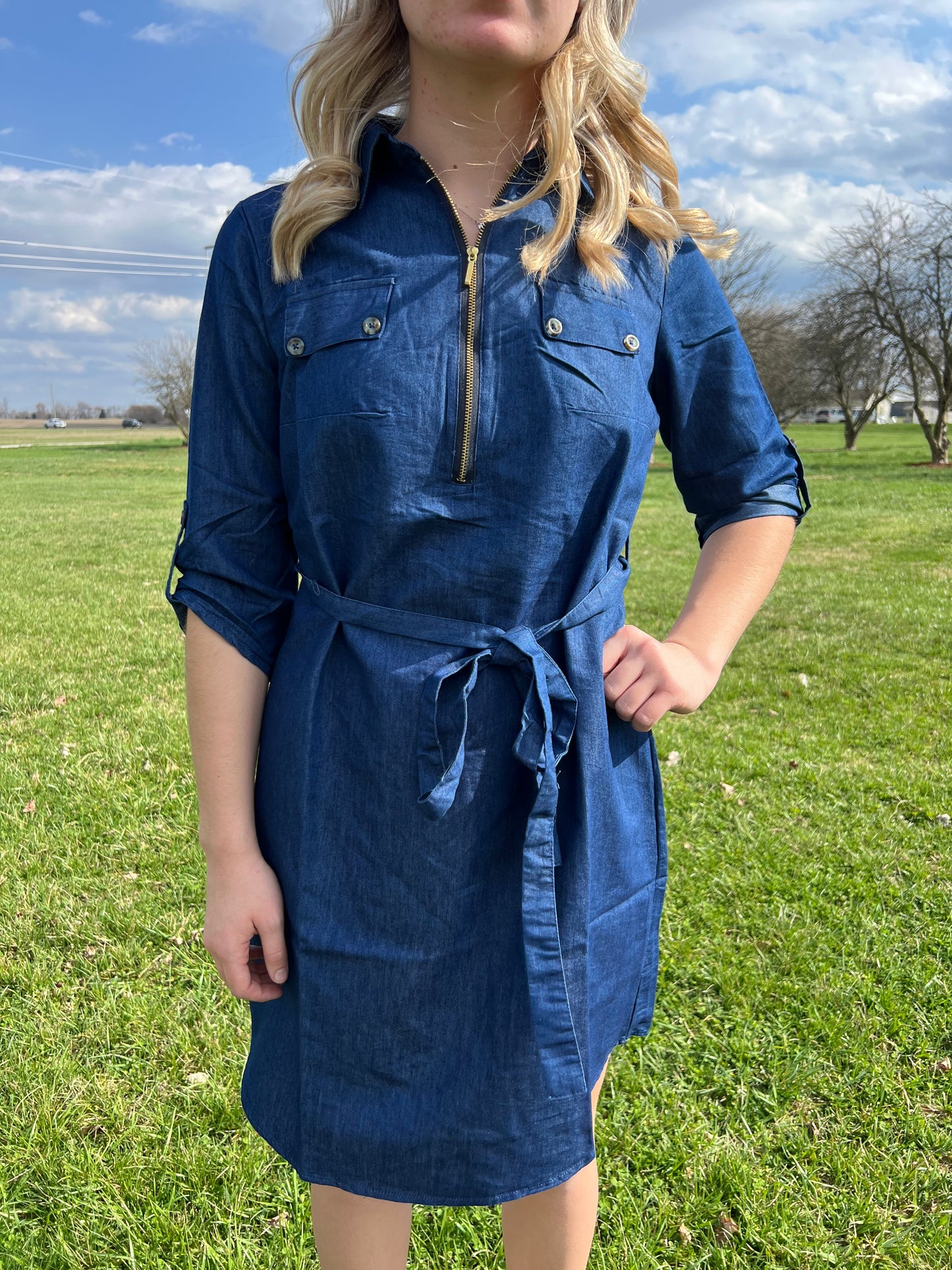 Keren Hart 3/4 Sleeve Denim Dress