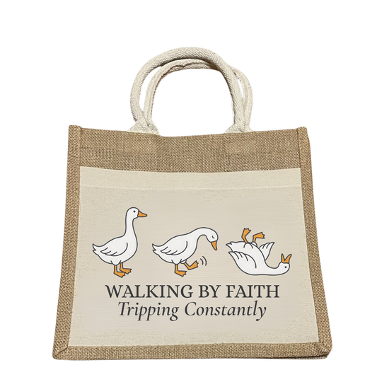 Walking by faith tripping constantly: Goose Bible Bag