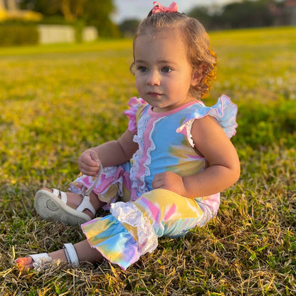 Pastel Tie Dye Baby Girls Spring Romper Easter Kids Clothes