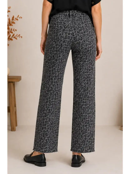 Animal Print Jeans - Gray