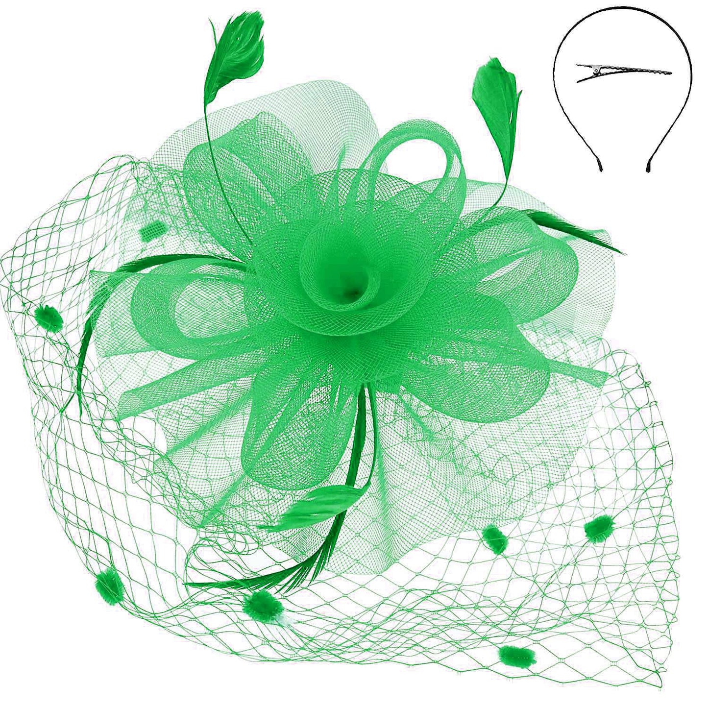 Flower w/ Dotted Netting Mesh Women's Fascinator