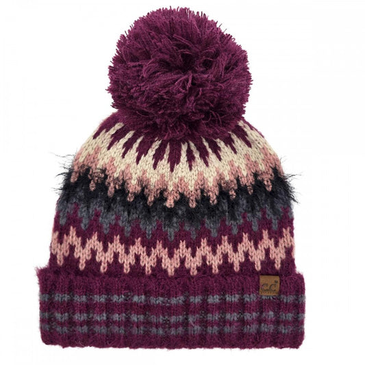 CC Multi Color Chevron Pom Beanie