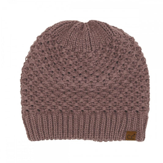 CC Cross Cell Stitch Knit Beanie - Coco Berry