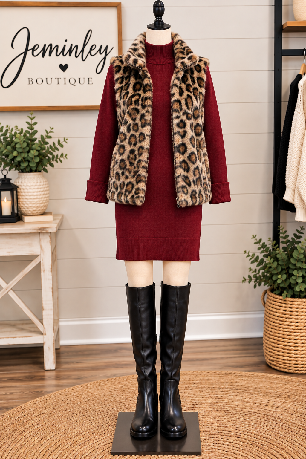 Charlie B Merlot Mock Neck Sweater Dress