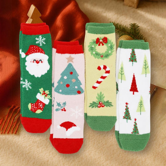 Fuzzy Christmas Socks - 4 patterns