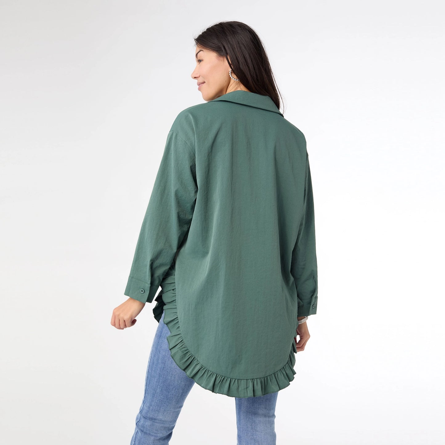 Dominique Tunic Top with Ruffle Bottom - Storm Teal