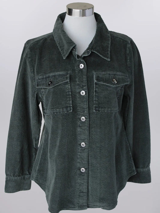 Keren Hart Plus Corduroy Shacket - Olive