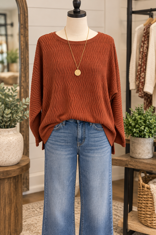 Keren Hart - Pumpkin Colored Sweater with Detail