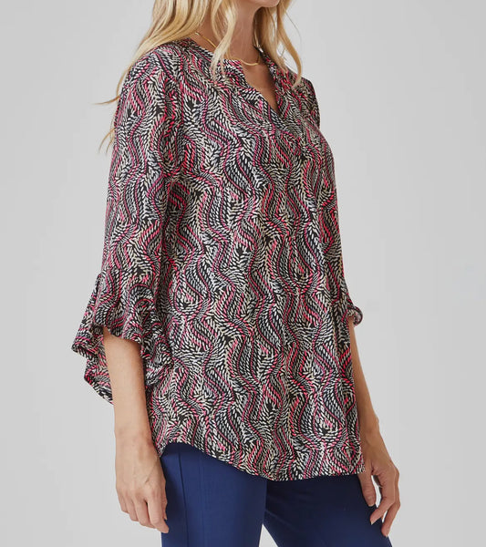 Faith Blouse with Medallion Print - Black Multi Print