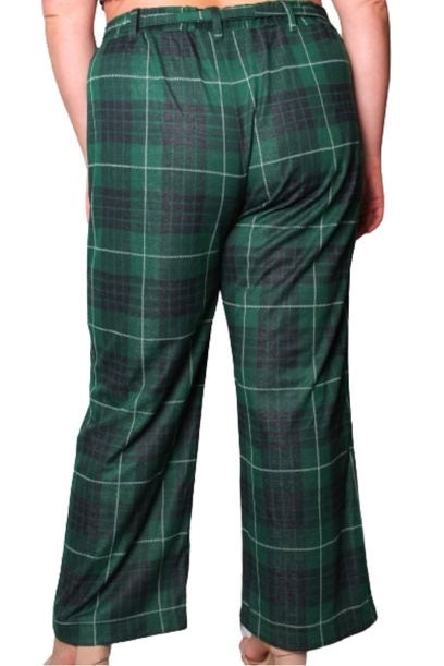 High Waited Drawstring Plaid Pants