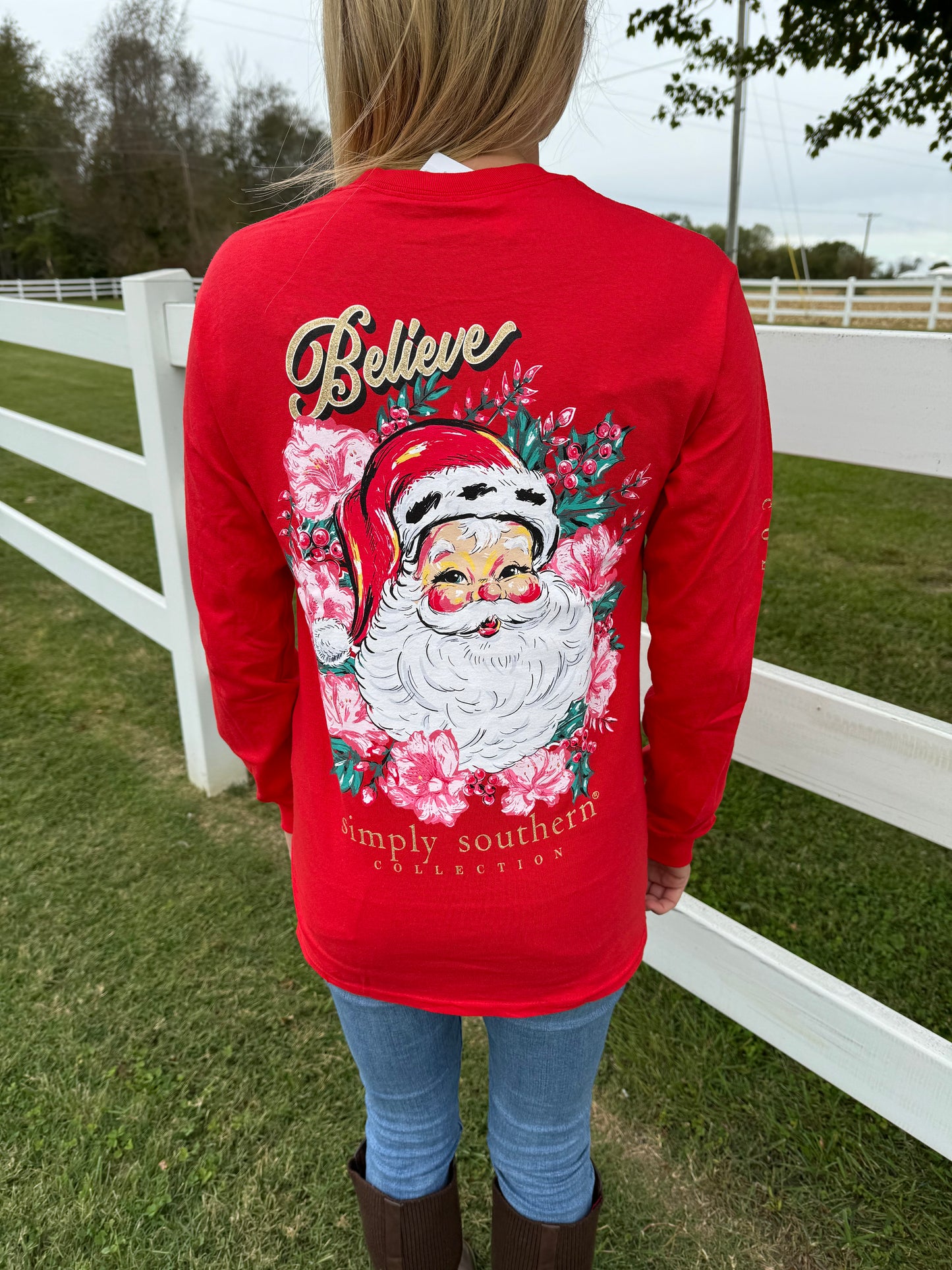 Simply Southern Vintage Santa long sleeve tee - sizes youth small to adult 2X