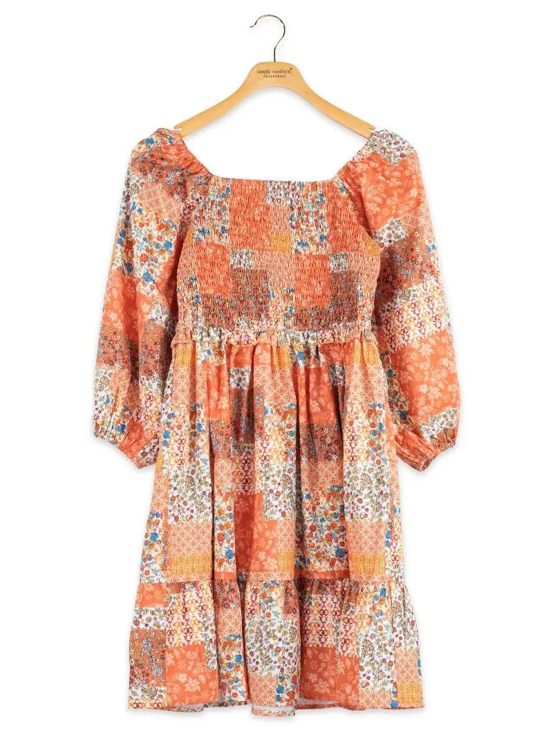 Simply Southern Heidy Quilted Floral Babydoll Dress