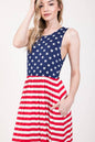 Stars and Striped Maxi Dress with Pockets