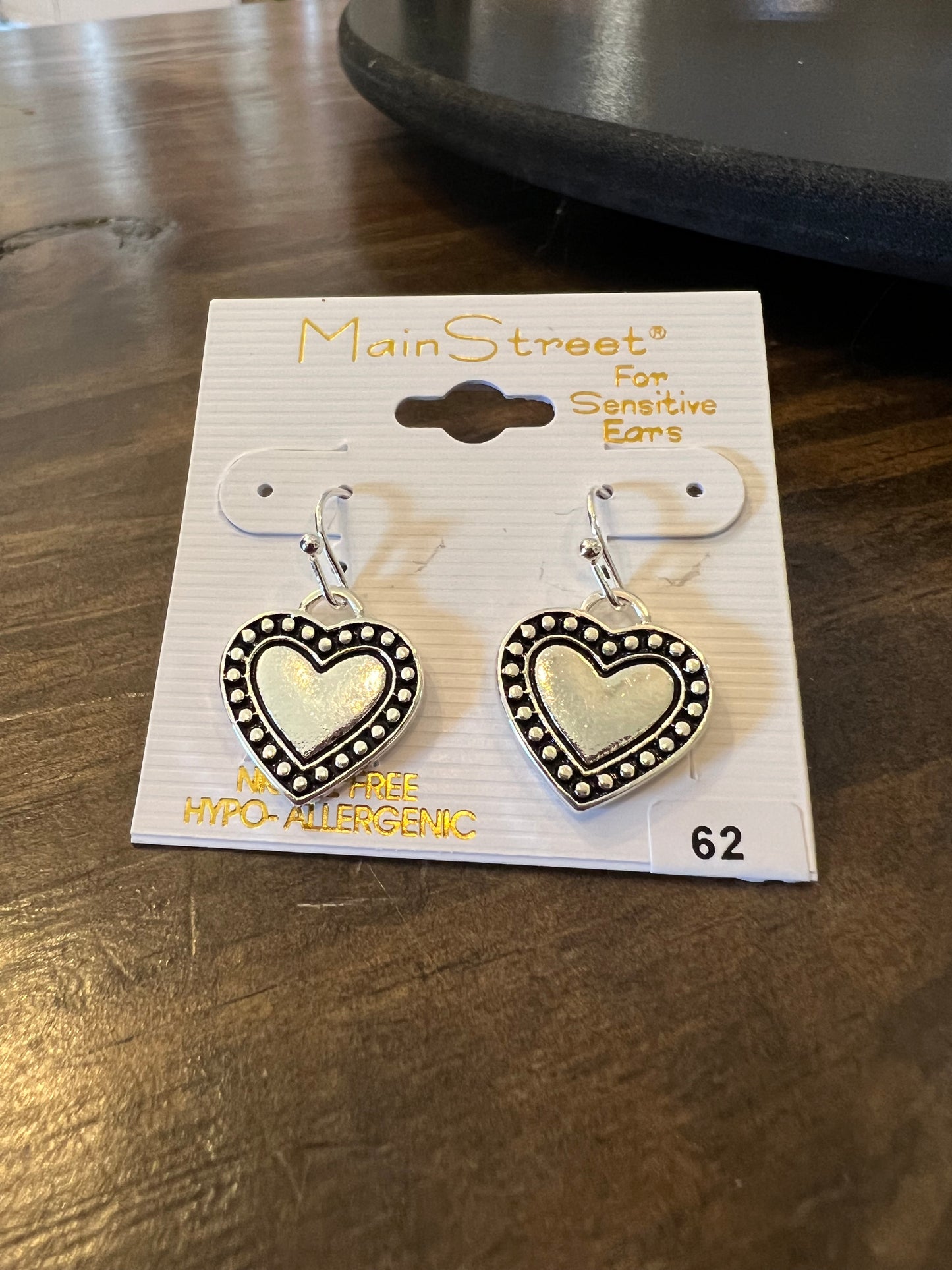 Silver dangle heart earrings