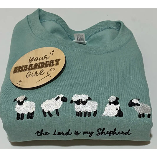 Christian Sheep the Lord Is My Shepherd Embroidered Crewneck