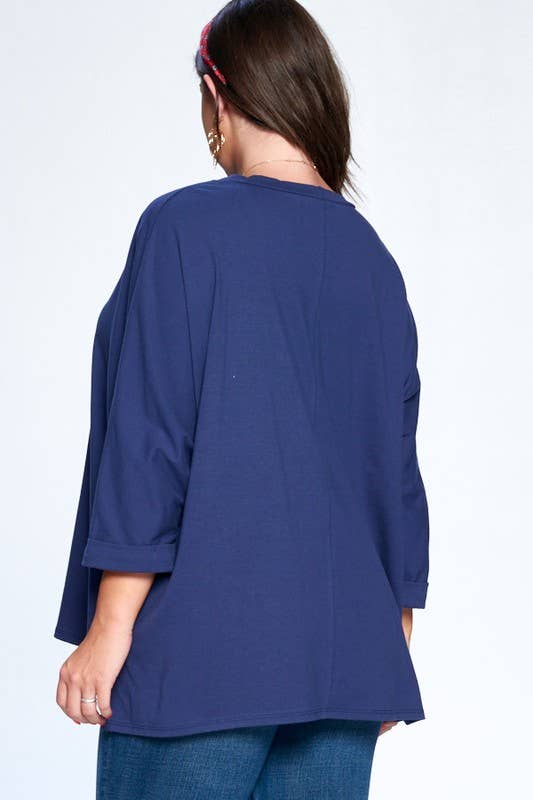Plus Size Solid Cotton Oversize Casual Top