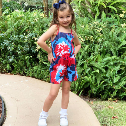 AnnLoren Tie Dye Girls 4th of July Jumpsuit Holiday Romper