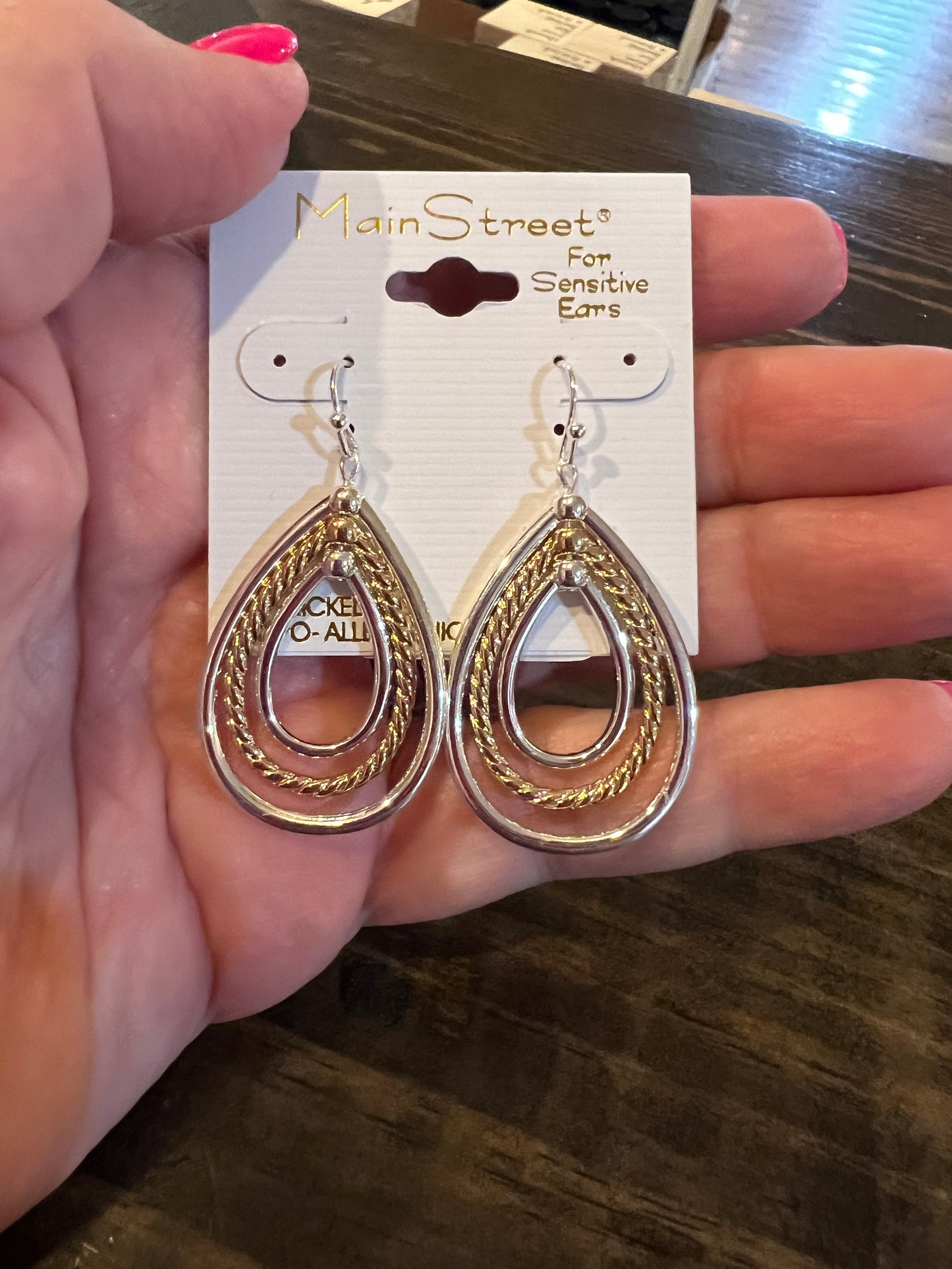 Silver and gold teardrop earrings #22