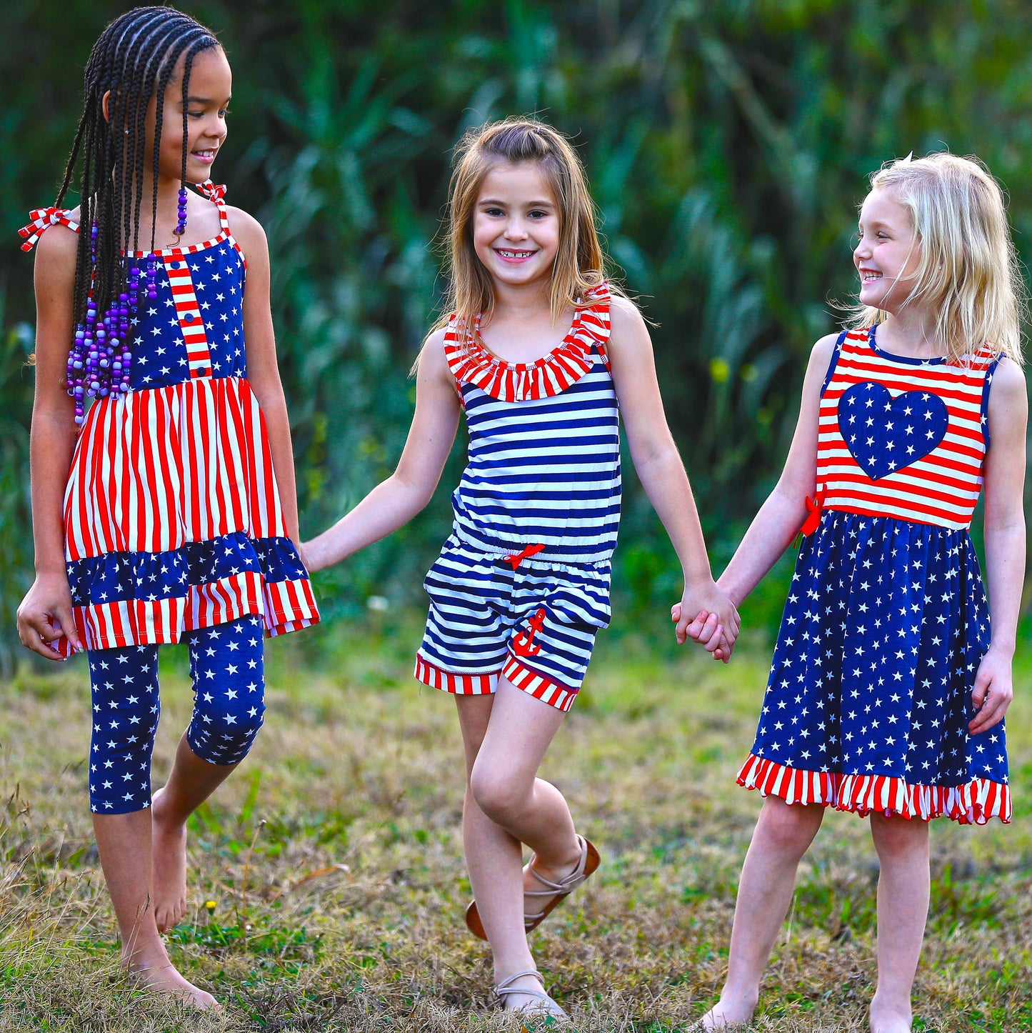 Girls Jumpsuit Nautical Anchor Shorts AnnLoren Clothing