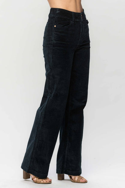 Judy Blue High Waist Emerald Corduroy Trouser Wide Leg