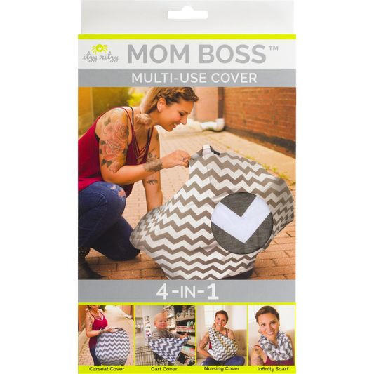 Itzy Ritzy Mom Boss® 4-in-1 Multi-Use Nursing Cover and Scarf - Grey Chevron