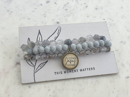 Come Jesus Come Christian Bracelet Stack - Quartz & Agate