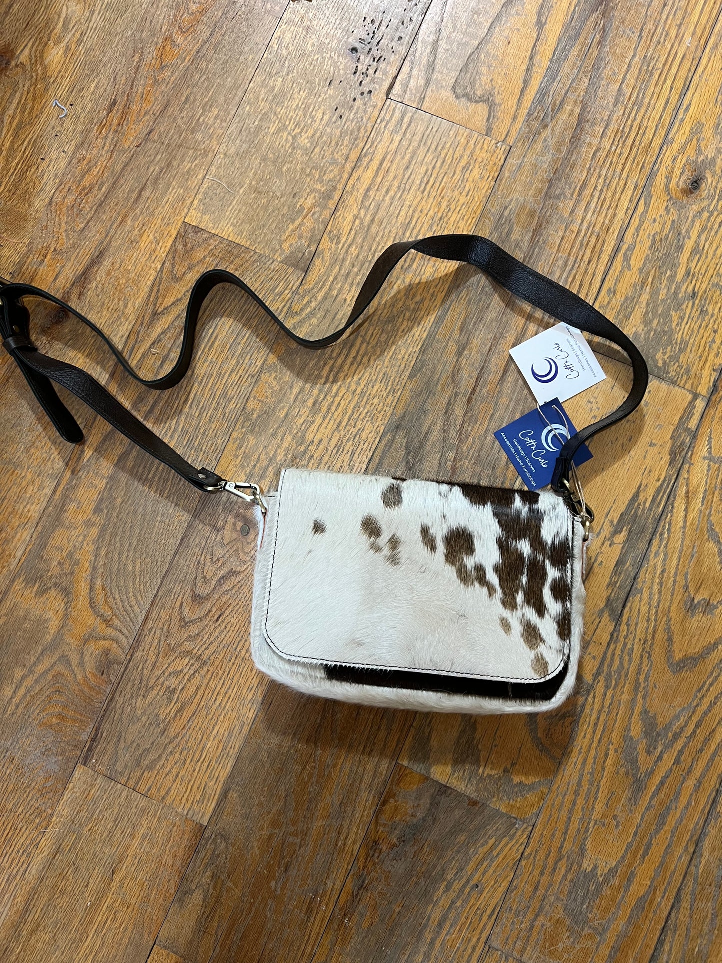 Cow hide small shoulder bag